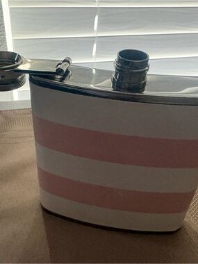 Striped Pink and White Hip Flask